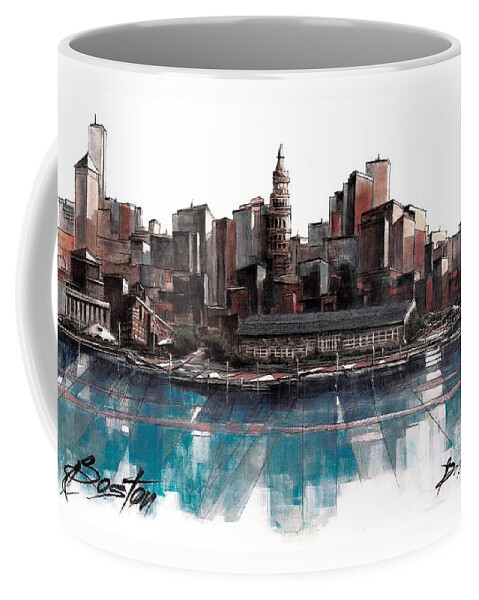 Fineartamerica.com Coffee Mug featuring the painting Boston Skyline by Diane Strain