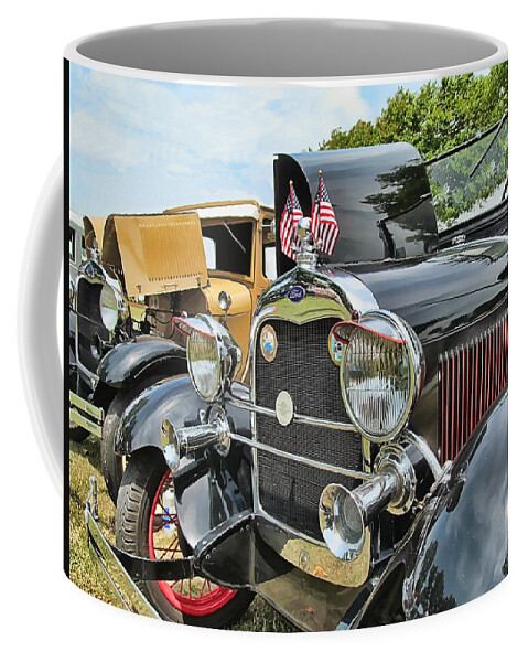 Victor Montgomery Coffee Mug featuring the photograph '29 Ford Model A Headlights #29 by Vic Montgomery