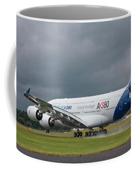 Airbus A380 Coffee Mug featuring the photograph Airbus A380 by Shirley Mitchell