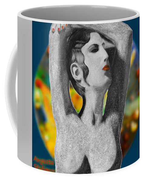 Augusta Stylianou Coffee Mug featuring the digital art Aphrodite and Cyprus Map by Augusta Stylianou