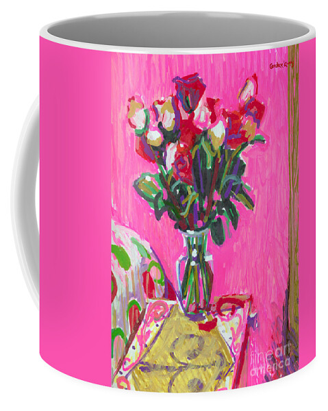 Roses On Pink Coffee Mug featuring the painting Blakes' Roses by Candace Lovely