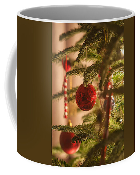 Artificial Coffee Mug featuring the photograph Christmas Tree Ornaments #3 by Alex Grichenko