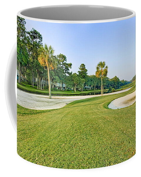 Abstract Coffee Mug featuring the photograph Golf Course #3 by Peter Lakomy