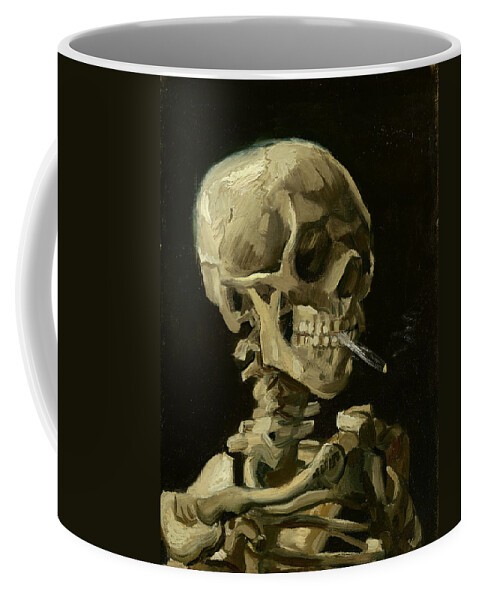 Vincent Van Gogh Coffee Mug featuring the painting Head of a skeleton with a burning cigarette #10 by Vincent van Gogh