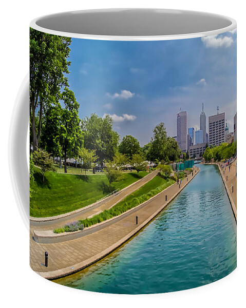 Indiana Coffee Mug featuring the photograph Indianapolis Skyline from the Canal by Ron Pate