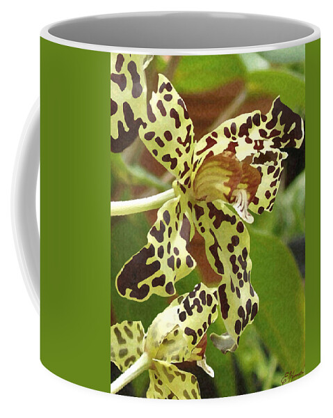 Leopard Orchids Coffee Mug featuring the painting Leopard Orchids by Ellen Henneke