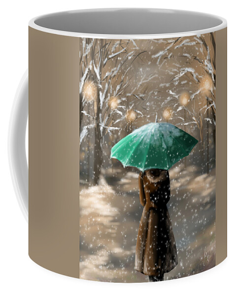 Digital Coffee Mug featuring the painting Snow by Veronica Minozzi