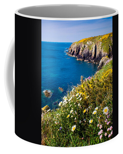Armeria Maritima Coffee Mug featuring the photograph St Non's Bay West Wales by Mark Llewellyn