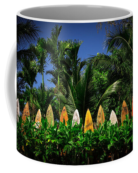 Hawaii Coffee Mug featuring the photograph Surf Board Fence Maui Hawaii #5 by Edward Fielding