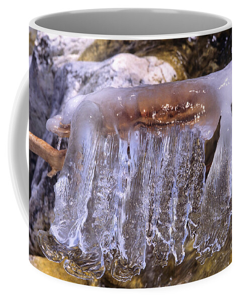 Abruzzo; Italy; Park; National; Nature; Mountain; Ice; River; Stream; Water; Flow; Flowing; Run; Running; Photograph; Photography; Natural; Natural Environment; Natural World; Landscape; Countryside; Scenery; Rock; Winter; Stalactites; Stalagmites Coffee Mug featuring the photograph Wintertime in Abruzzo National Park #7 by George Atsametakis