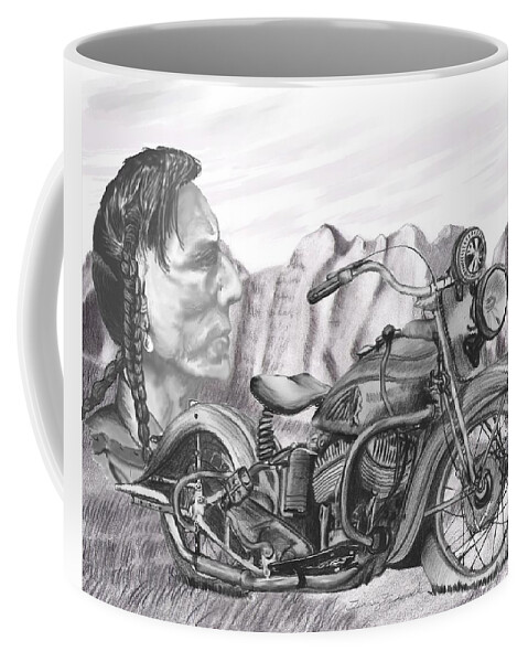 Motorcycle Coffee Mug featuring the drawing 39 Scout by Terry Frederick