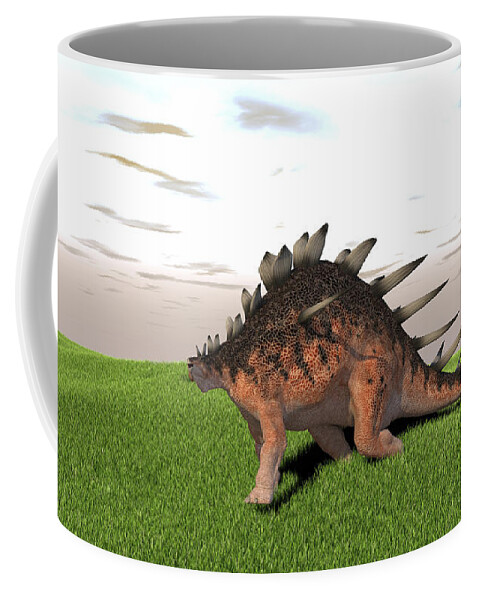 Beast Coffee Mug featuring the digital art Kentrosaurus Walking Across A Grassy #4 by Kostyantyn Ivanyshen
