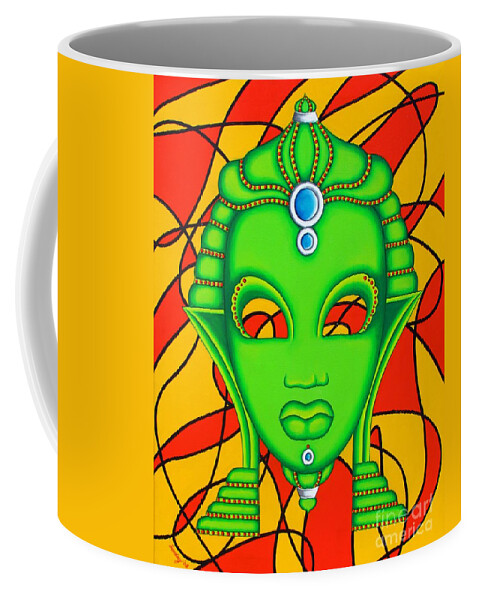 African Mask Coffee Mug featuring the painting Nubian Modern Mask #2 by Joseph Sonday