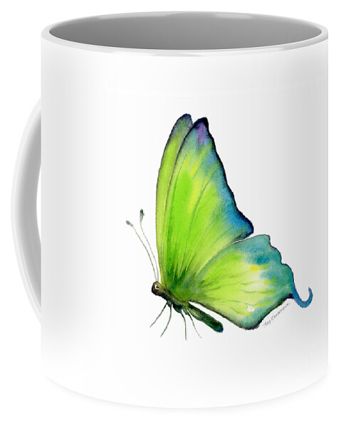 Skip Coffee Mug featuring the painting 4 Skip Green Butterfly by Amy Kirkpatrick