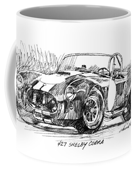 Drawing Coffee Mug featuring the drawing 427 Shelby Cobra by David Lloyd Glover