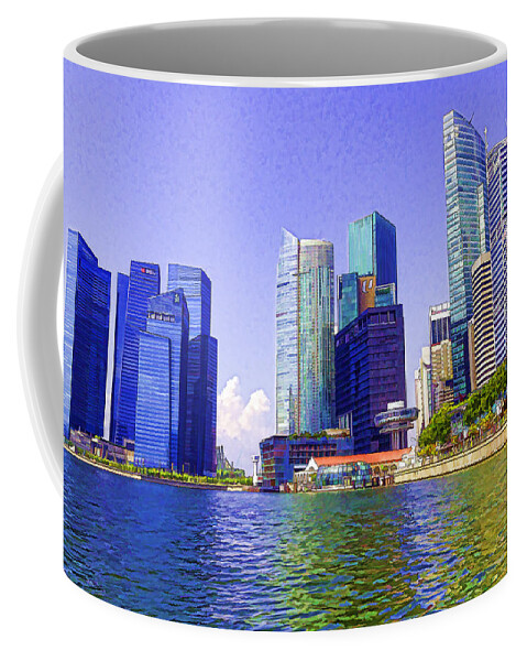 Building Coffee Mug featuring the photograph Financial district of Singapore and view of the water in Singapore #5 by Ashish Agarwal