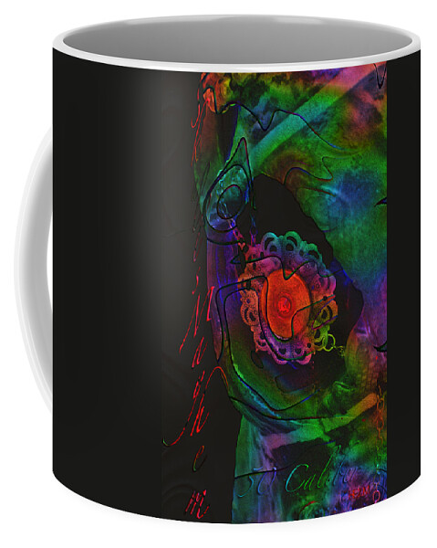 Skull Art Coffee Mug featuring the digital art 50 Caliber psychedelic by Mayhem Mediums
