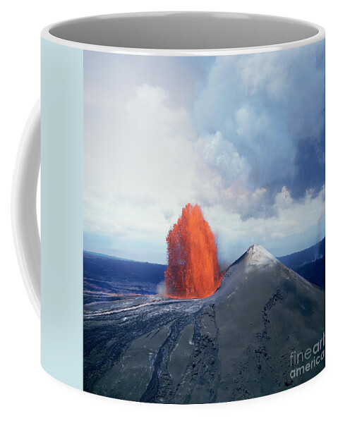Nature Coffee Mug featuring the photograph Lava Fountain At Kilauea Volcano, Hawaii #6 by Douglas Peebles