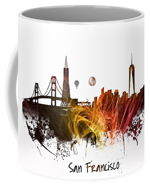 San Francisco Coffee Mug featuring the digital art San Francisco City Skyline #6 by Justyna Jaszke JBJart