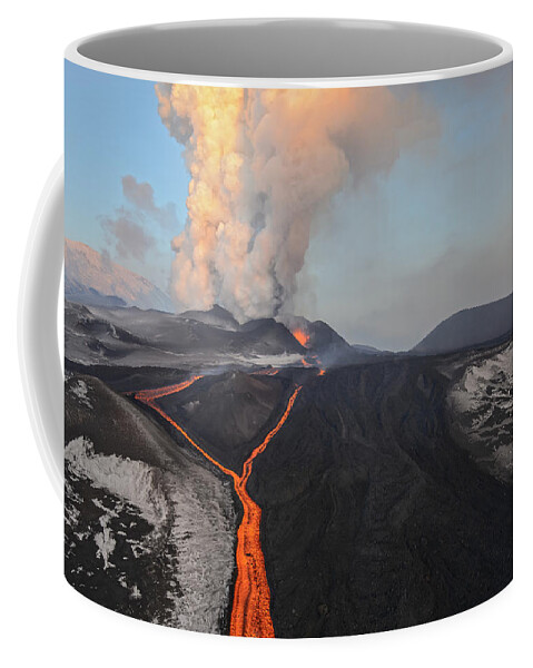 Feb0514 Coffee Mug featuring the photograph Tolbachik Volcano Erupting Kamchatka by Sergey Gorshkov