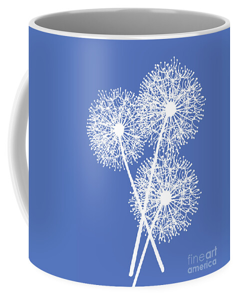 Dandelion Coffee Mug featuring the digital art White Dandelions #6 by Edit Voros