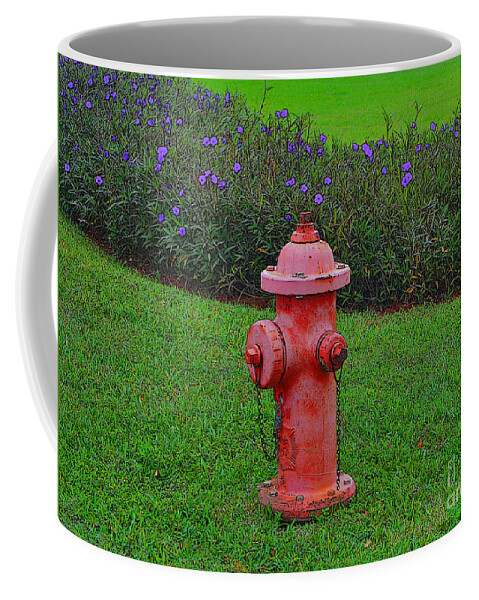 Fire Hydrant Coffee Mug featuring the photograph 62- Puppy Garden by Joseph Keane