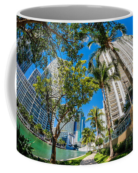 Architecture Coffee Mug featuring the photograph Downtown Miami Brickell Fisheye #7 by Raul Rodriguez