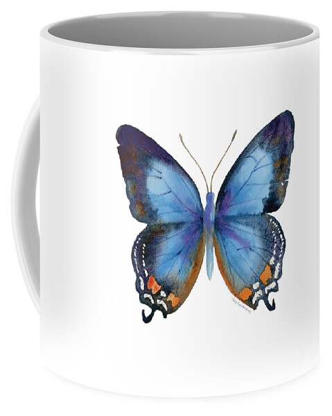 Imperial Blue Butterfly Blue Butterfly Butterflies Blue And Orange Butterfly Butterfly Blue And Black Butterfly Nature Wings Winged Insect Nature Watercolor Butterflies Watercolor Butterfly Butterfly On White Background White Background Butterfly With White Background Blue Butterfly Face Mask Coffee Mug featuring the painting 80 Imperial Blue Butterfly by Amy Kirkpatrick