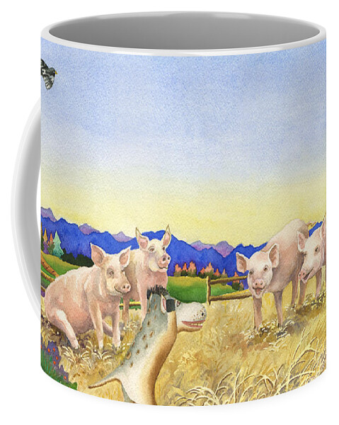 Spike The Dhog Painting Coffee Mug featuring the painting A Barnyard of Pigs by Anne Gifford
