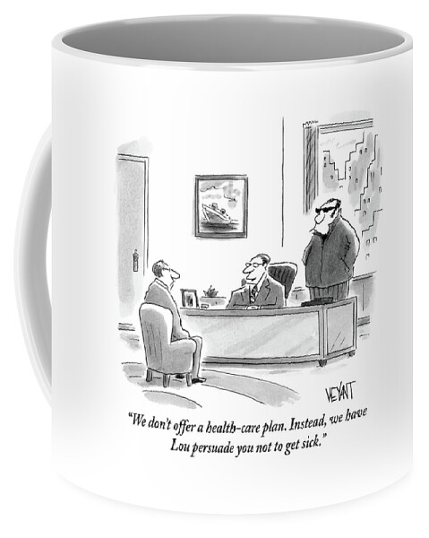 A Boss In His Office Discusses Health Care Coffee Mug