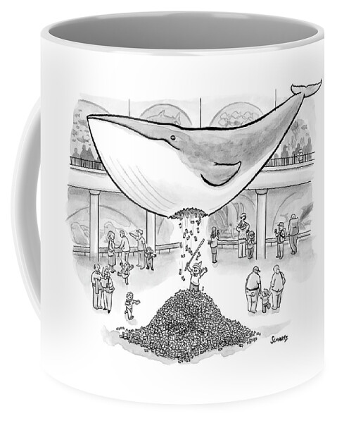 A Boy Hits The Giant Whale In The Museum Coffee Mug