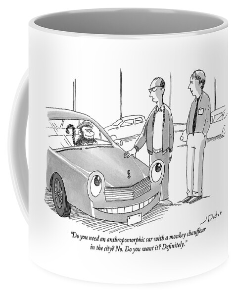 A Car Salesman Gives A Pitch To A Prospective Coffee Mug