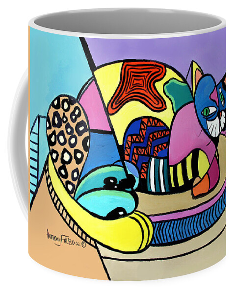 A Cat Named Picasso Coffee Mug featuring the painting A Cat Named Picasso by Anthony Falbo