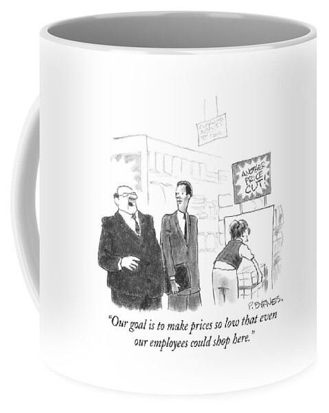 A Ceo Is Seen In A Store Addressing Another Coffee Mug