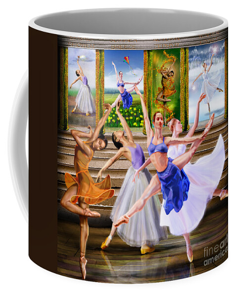 Ballet Dancers Coffee Mug featuring the painting A Dance For All Seasons by Reggie Duffie