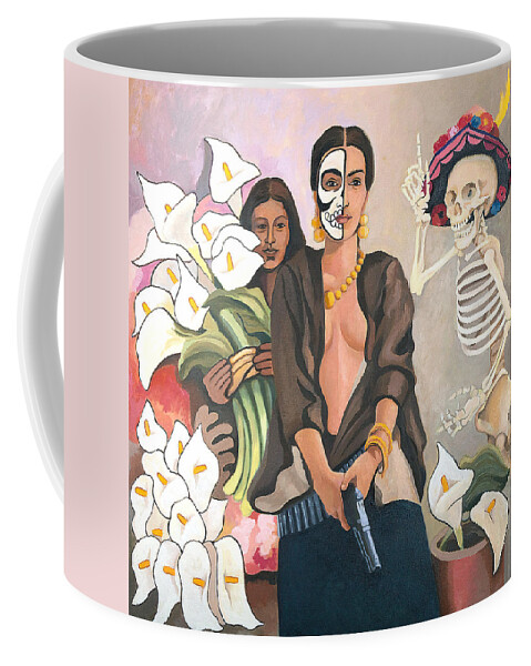 Frida Kahlo Coffee Mug featuring the painting A Dangerous Woman by Susan McNally