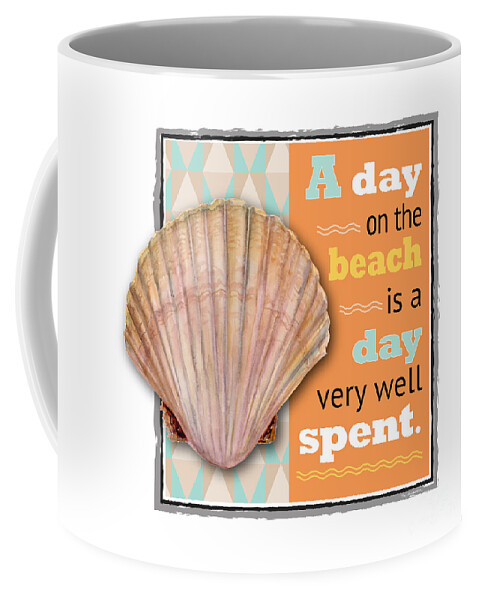 Scallop Coffee Mug featuring the digital art A day on the beach is a day very well spent. by Amy Kirkpatrick