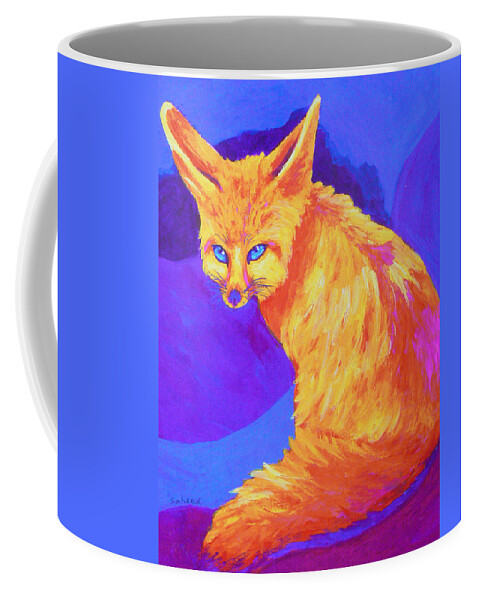 Fennec Fox Coffee Mug featuring the painting A Desert Dweller by Margaret Saheed