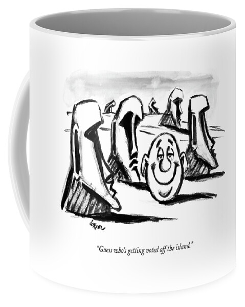 A Fat Man's Head Joins The Heads On Easter Island Coffee Mug