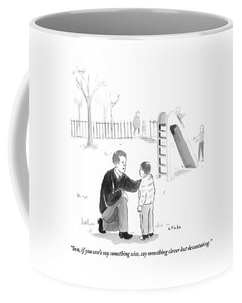 A Father Encourages His Son At The Playground Coffee Mug