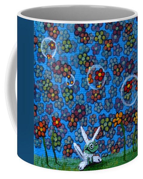 Frog Coffee Mug featuring the painting A Frog In a Bunny Suit by Mindy Huntress
