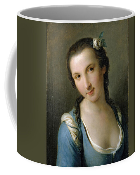 Pietro Rotari Coffee Mug featuring the painting A Girl in a Blue Dress by Pietro Rotari