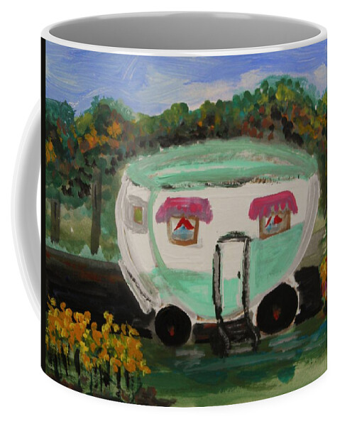 Trailer Coffee Mug featuring the painting A Good Spot by Mary Carol Williams