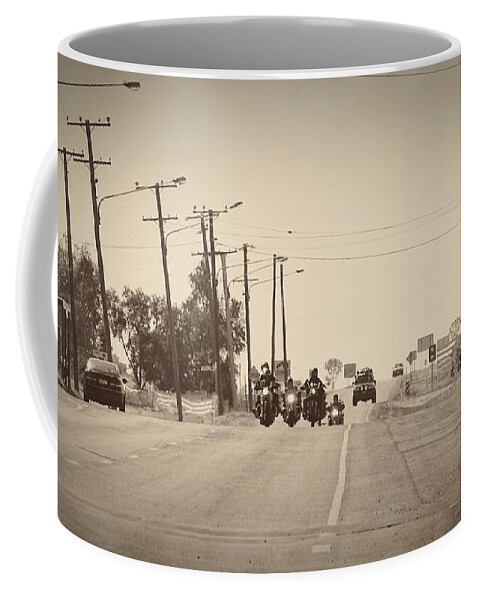Motorcycles Coffee Mug featuring the photograph A Grand Entrance by Linda Lees