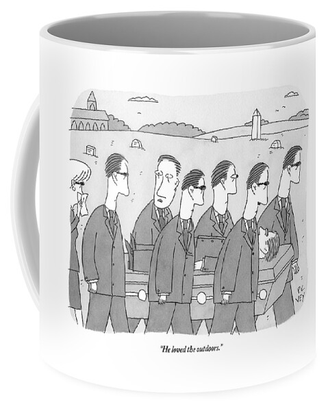 A Group Of Mourners At A Funeral Are Carrying Coffee Mug