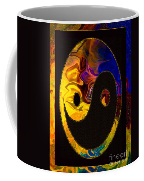 Happy Coffee Mug featuring the digital art A Happy Balance of Energies Abstract Healing Art by Omaste Witkowski