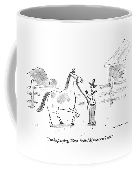A Horse Speaks To A Cowboy Trying To Calm Coffee Mug
