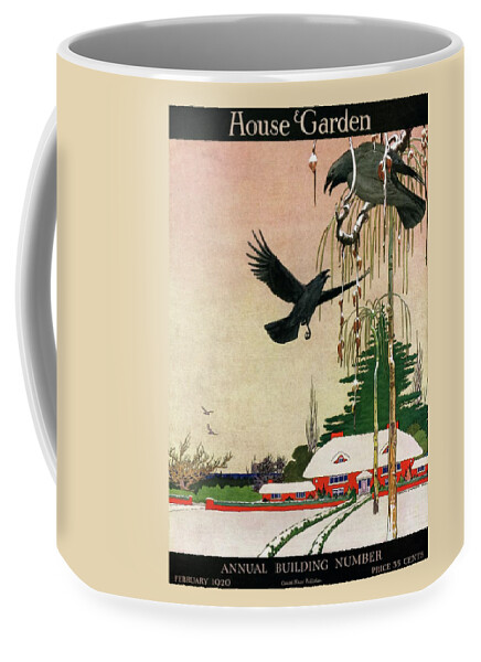 A House And Garden Cover Of Crows By A House Coffee Mug