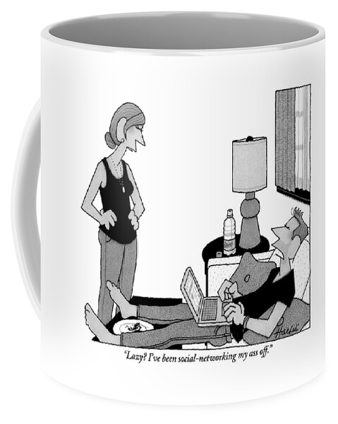 A Lazy Husband On A Couch Speaks Coffee Mug