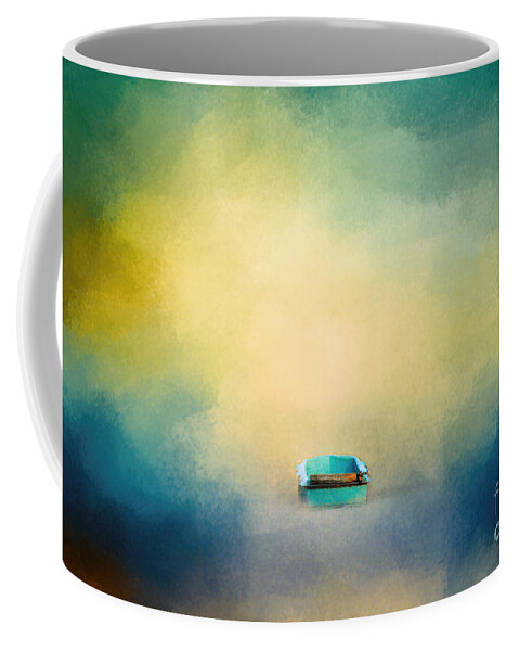 Abstract Coffee Mug featuring the photograph A Little Blue Boat by Jai Johnson